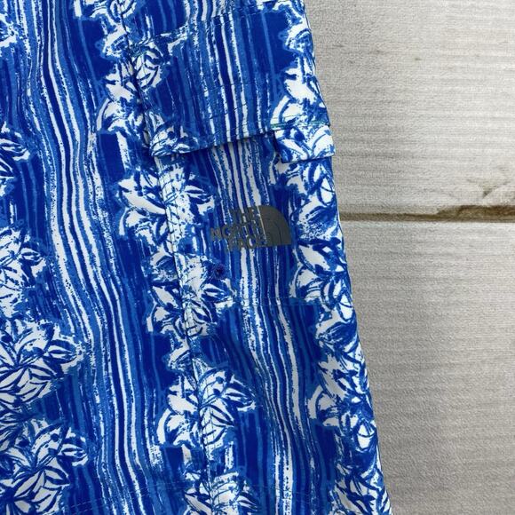 The North Face Women Sz 6 Swim Shorts Board Surf Cover Up Blue Floral Unlined - Picture 2 of 10